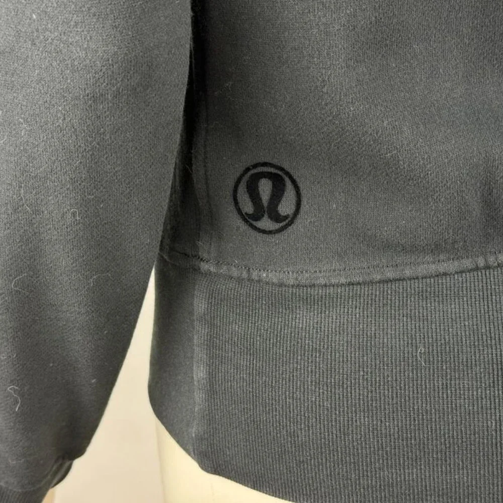 Lululemon Floral Flock Pullover Women 4 Long Sleeve Cotton Terry Sweater Pockets